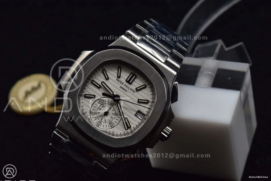 5980 Cozy Wht SS SS Stk A7750 Chrono Mod Date Nautilus PPF 435 1117